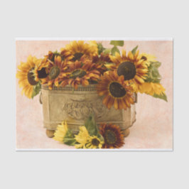 Papel De Seda Girassóis alaranjados na cesta da lata