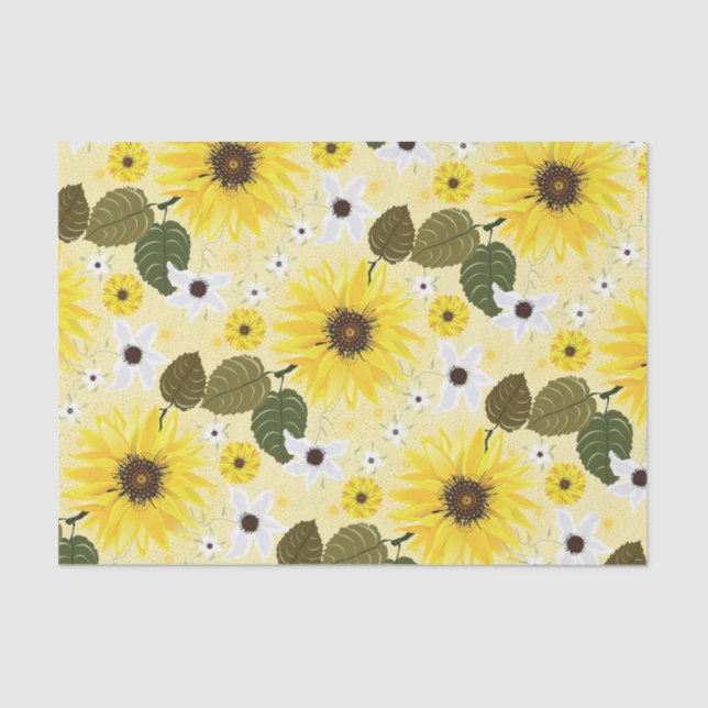 Papel De Seda Girassóis Amarelo Tropical Floral (Frente )
