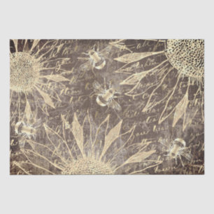 Papel De Seda girassóis e abelhas vegetais