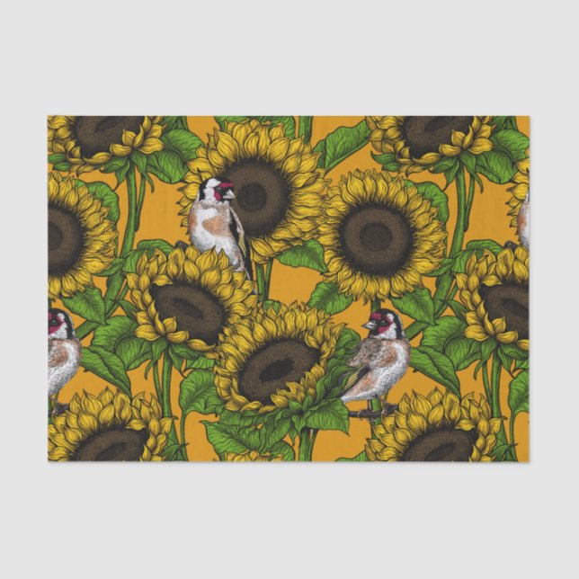 Papel De Seda Girassóis e cotovelos de laranja (Frente )