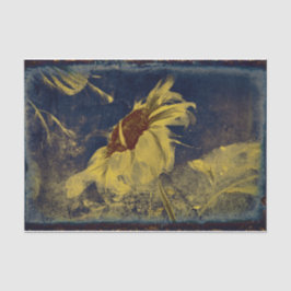 Papel De Seda Girassol Amarelo Azul Arte Escarlate Vintage Antiq