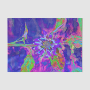 Papel De Seda girassol azul-abstrato retro funky