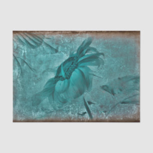 Papel De Seda Girassol Azul-marinho Marrom Vintage Antigo Grunge