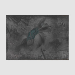 Papel De Seda Girassol Cinza Escuro Verde Água Vintage Textura A