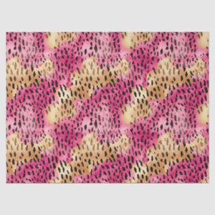 Papel De Seda Girassol Dourado Leopardo Rosa
