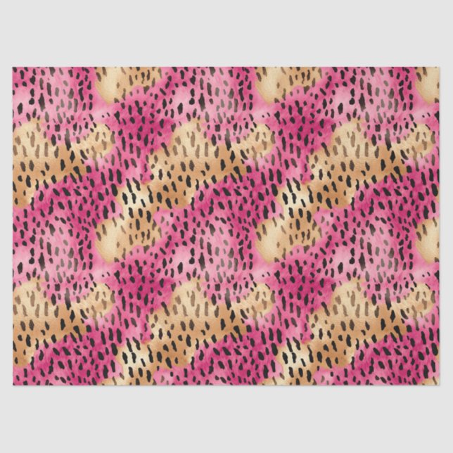 Papel De Seda Girassol Dourado Leopardo Rosa (Frente )