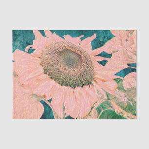 Papel De Seda Girassol Gigante Antigo Rosa Verde Arte Decoupage