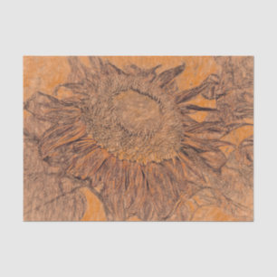 Papel De Seda Girassol Outono Laranja Queimado Arte Desenho Vint