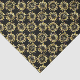 Papel De Seda Girassol Preto e Dourado Gótico