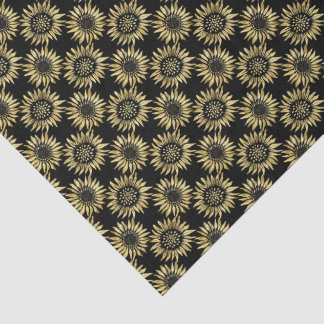 Papel De Seda Girassol Preto e Dourado Gótico