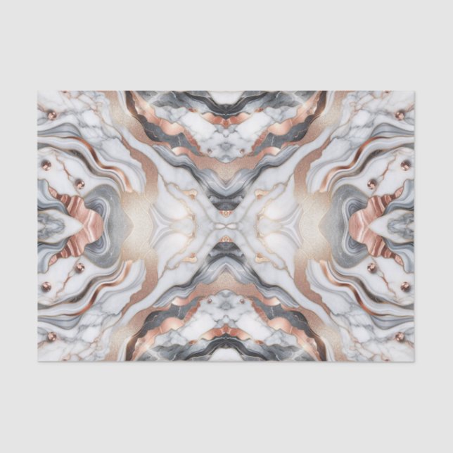 Papel De Seda Girassol Rosa Dourado Silver e Marble Branco (Frente )