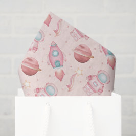 Papel De Seda Girls Space Birthday Pink Astronaut