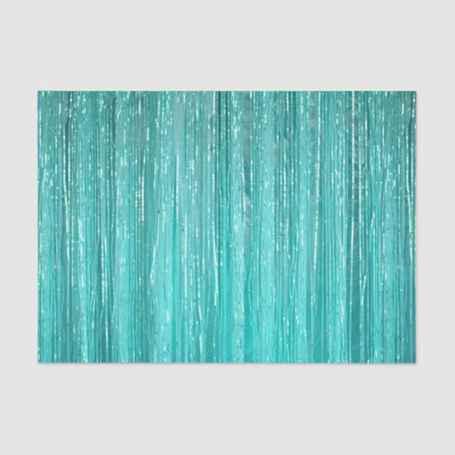 Papel De Seda Girly Aqua Mint Glam Tinsel Stripes (Frente )