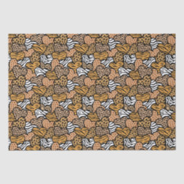 Papel De Seda Girly Beige Playful Animal Print Hearts Name