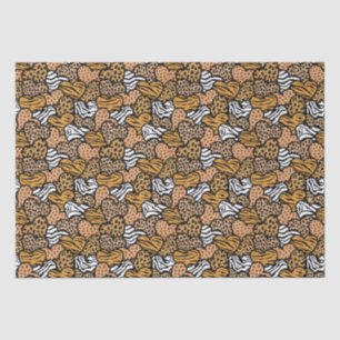 Papel De Seda Girly Beige Playful Animal Print Hearts Name