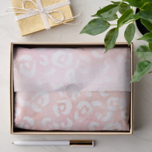 Papel De Seda Girly Blush Pink Leopard Animal Birthday (Presente)
