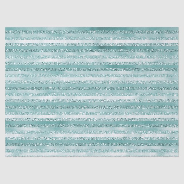 Papel De Seda Girly Mint Glitter Glam Stripes Aniversário (Frente )