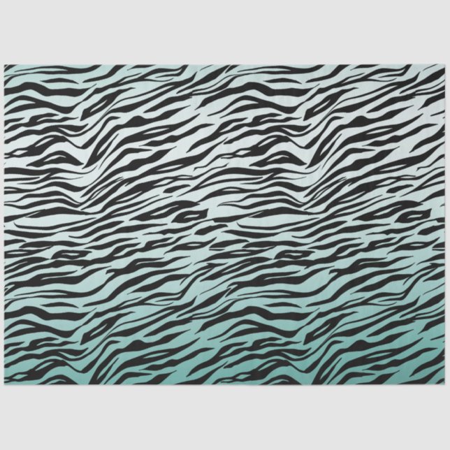 Papel De Seda Girly Mint Ombre Black Zebra Print (Frente )
