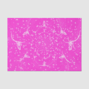 Papel De Seda Girly Ocidental Rosa Brilho Crânio de Vaca Abstrat