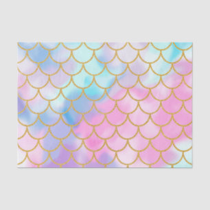 Papel De Seda Girly Pastel Ombre Dourada Sereia