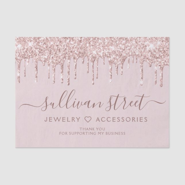 Papel De Seda Girly Pink Glitter Drives Pequenas Empresas (Frente )