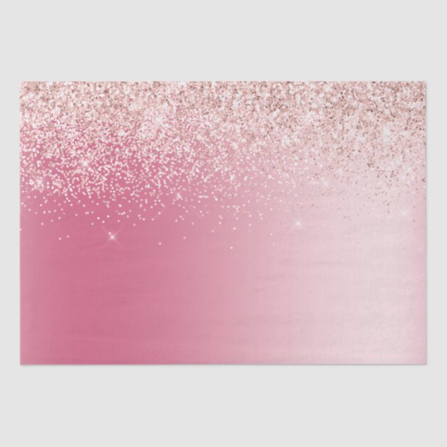 Papel De Seda Girly Pink Glitter Ombre (Frente )