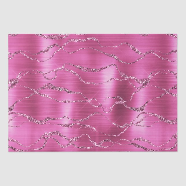 Papel De Seda Girly Pink Glitz Glitter (Frente )