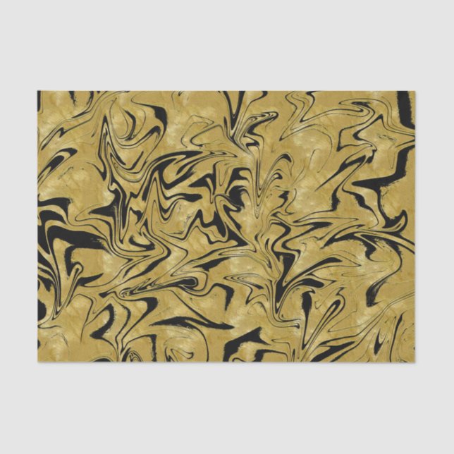 Papel De Seda Giro Elegante Amarelo Dourado e Preto Glam (Frente )