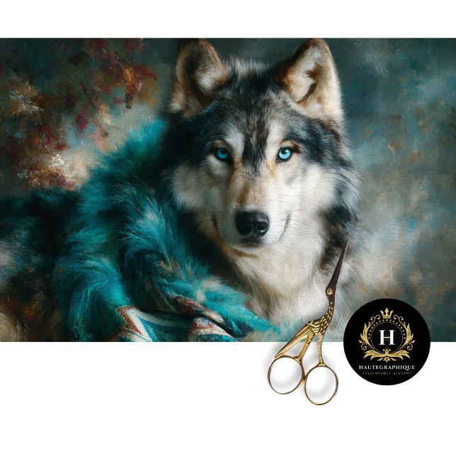 Papel De Seda Glacier Teal Wolf Portrait (Criador carregado)