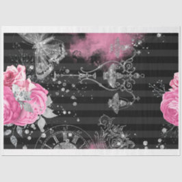 Papel De Seda Glam do Shabby Rosa e Preto