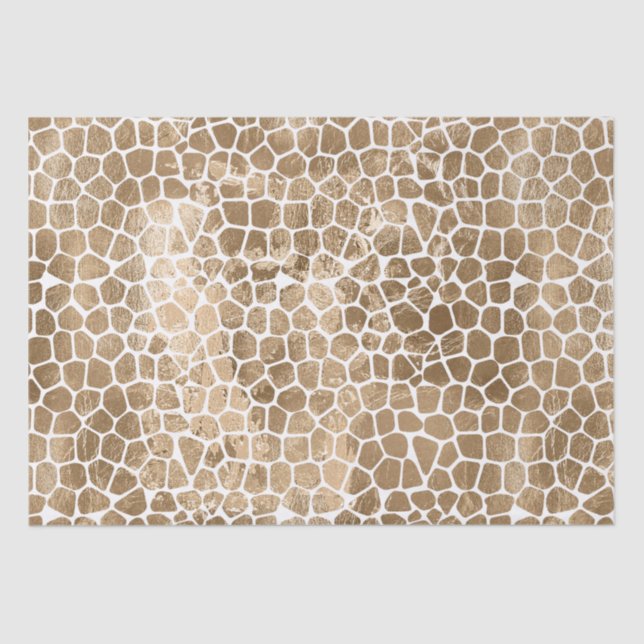 Papel De Seda Glam Dourada Giraffe Impressão (Frente )