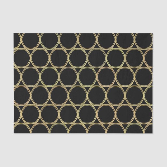 Papel De Seda Glam Dourado e Anéis Pretos (Qualquer Cor) (Frente )