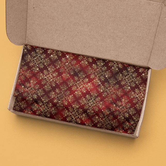 Papel De Seda Glam Dourado Elegante Vermelho Natal (Criador carregado)