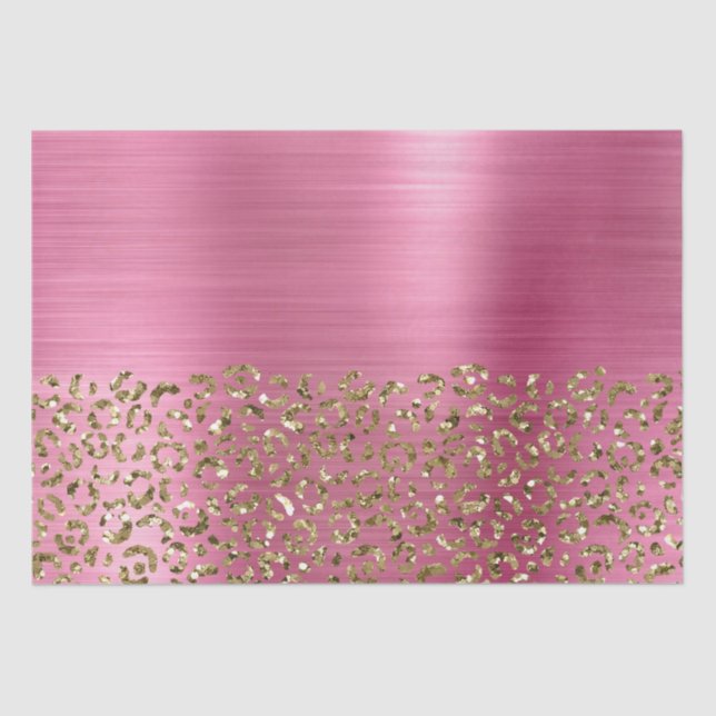 Papel De Seda Glam Girly Pink Dourado Leopardo (Frente )