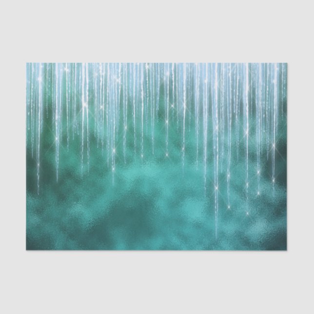 Papel De Seda Glam Green White Icicles Natal (Frente )