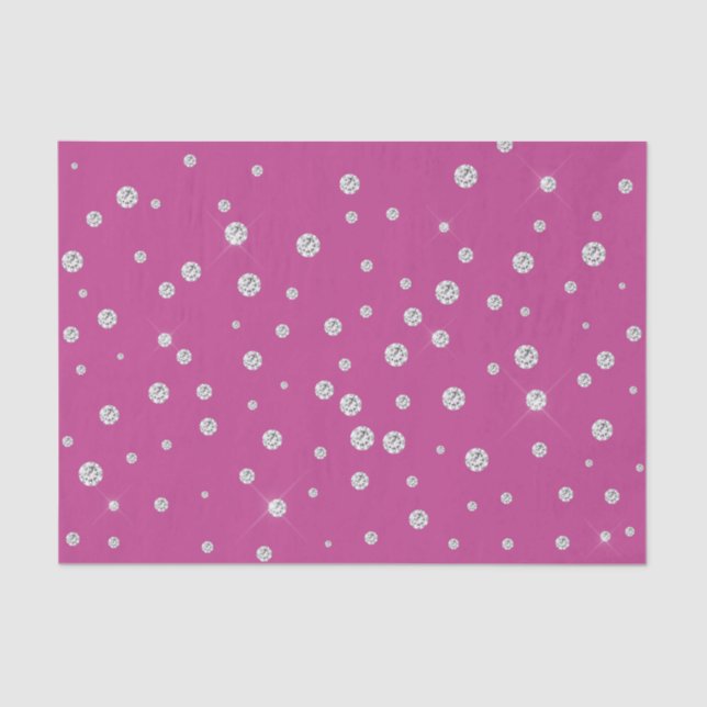 Papel De Seda Glam Pink Branca Diamantes Chuva de Noiva (Frente )