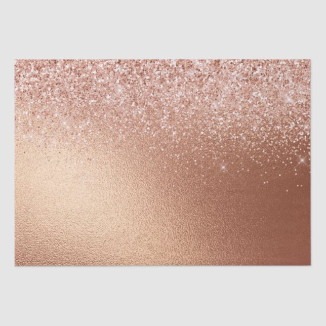 Papel De Seda Glam Rosa Dourado Glitter (Frente )