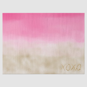 Papel De Seda Glama Dourado Cola de Água Rosa Tie Dye XOXO Glitt
