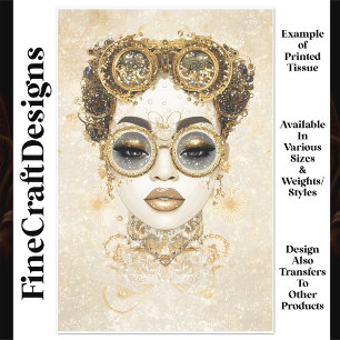 Papel De Seda Glamorosa Chic Steampunk Mulher Dourada no 1º trim