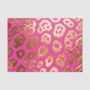 Papel De Seda Glamour Estampa de Leopardo Dourado Rosa Quente