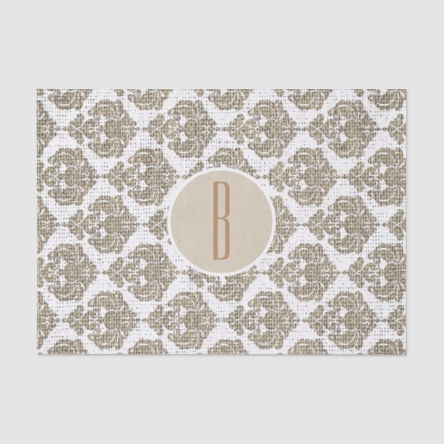 Papel De Seda Glamour Rústico Damask Real Burel Chic Moderno (Frente )