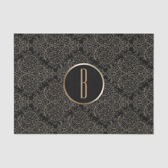 Papel De Seda Glamour Rústico Damask Real Monograma Chic (Frente )