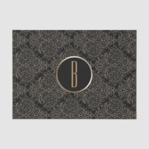 Papel De Seda Glamour Rústico Monograma Chic Damask Real Burel