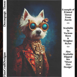 Papel De Seda Glamouroso Cachorro Westie Steampunk EZ6R Decoupag