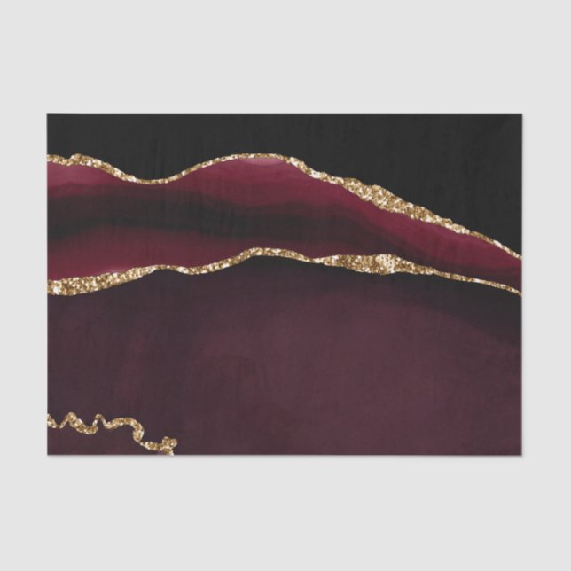 Papel De Seda Gliteira Dourada de Gito Preto-Roxo Marble Agate (Frente )