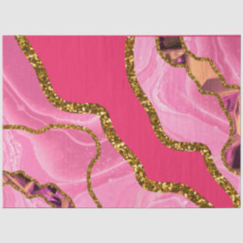 Papel De Seda Glitor de Geodo de Agato Rosa e Dourado