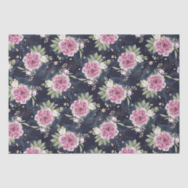 Papel De Seda Glitter Aquarela Cor Azul Cor-de-Rosa Floral Cinza