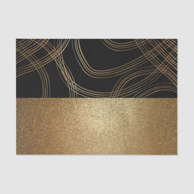 Papel De Seda Glitter Black e Bronze Moderno de Luxo Chic (Frente )