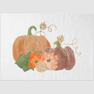 Papel De Seda Glitter de Aquarelas - Pumpkins Series Design 7