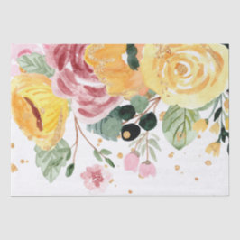 Papel De Seda Glitter de Casamento Floral de Watercolor